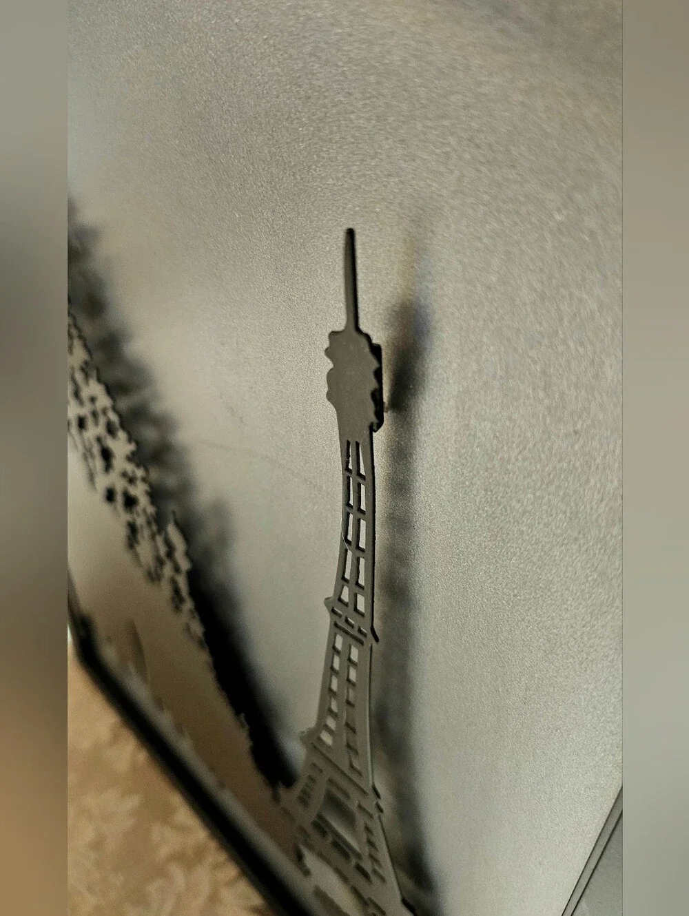 Black And Silver Eiffel Tower Metal Wall Art Layered